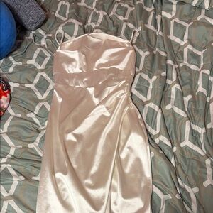 Windsor Strapless Cream Satin Dress